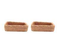 Giwnhvx 2X Panier en osier rectangulaire en rotin tressé à une main Fruits thé Snack Pain pique-nique Boîte S