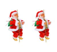 Giwnhvx 2X PèRe NoëL Escalade Perles ÉLectrique MontéE et Escalade PèRe NoëL avec LumièRe et Musique DéCorations Blanc