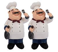 Giwnhvx 2X RéTro Chef Modèle Ornements Résine Artisanat Mini Chef Figurines Maison Cuisine Restaurant Bar Café Décor-A