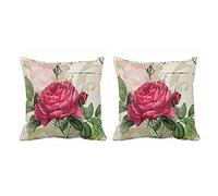 Giwnhvx 2X Vintage Floral/Fleur de Tir Oreiller Taie D'oreiller Maison Canapé (Fleur de Rose)