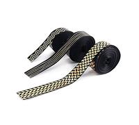 Giwnhvx 3 Pcs 1 Pouce de NoëL Rayé Emballage Bronzage Gros-Grain Tissu Noir et Or Imprimé Rayures