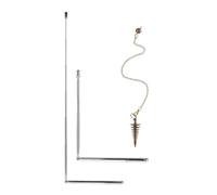 Giwnhvx 3 Pcs Pendule Divining Rods Cuivre et Radiesthésie, 2 Tiges Paranormal Rétractable Divining Rods et 1 Pendule Pendentif Argent