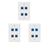 Giwnhvx 3 plaques murales Ethernet plaque murale à 4 ports femelle-femelle compatible avec les appareils Ethernet Cat7/6/6E/5/5E -Blue