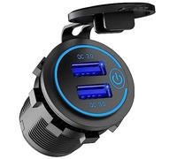 Giwnhvx 3 prises USB 12 V, double chargeur de voiture QC 3.0 USB avec interrupteur, chargeur de prise d'alimentation étanche USB 36 W (avec perforateur de 2,8 cm)