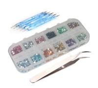Giwnhvx 3000 pcs 2mm 12 couleurs clou d'oeil d'art Strass tips 5 x 2 moyen de stylo a pointer + pince