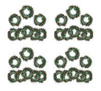 Giwnhvx 32 PCS Holly Berry Bougie Anneau Petites Baies Rouges Artificielles Pin Aiguilles Guirlande pour NoëL Guirlande Ornements DéCor