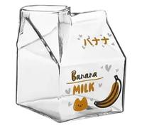 Giwnhvx 380 ml Kawaii Carré Lait Carton Verre Tasse Chaleur Mignon Fraise Pêche Petit Déjeuner Tasse Pudding Tasse Bouteilles de lait Haute Guality, C