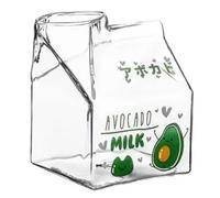 Giwnhvx 380 ml Kawaii Carré Lait Carton Verre Tasse Chaleur Mignon Fraise Pêche Petit Déjeuner Tasse Pudding Tasse Bouteilles de lait Facile à Utiliser Haute Guality D