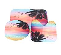 Giwnhvx 3pcs / Set ImprimÉ De Bord De Mer Tapis AntidÉRapante pour Salle De Bain Toilette Tapis Tapis Absorbant sur PiÉDestal Couvercle Couverture De Toilette Tapis De Bain