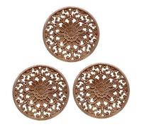 Giwnhvx 3X Appliques en Bois Rond de Sculpture de Fleurs SculptéEs pour DéCalque de Moulures en Bois Non-Peintes Meuble Armoire Figurine DéCorative