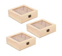 Giwnhvx 3X Bijoux en Bois Sachet de Thé Organisateur Poitrine Stockage Boîte 9 Compartiments Boîte à Thé Organisateur Bois Paquet Conteneur