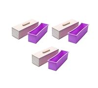 Giwnhvx 3X Moule à Savon en Bois Rectangulaire avec Outil de Moule de Savon de Pain de Couverture de Revêtement de Silicone Moule de Bougie de Savon DIY de Fabrication de Moules 1200G