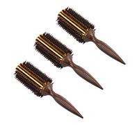 Giwnhvx 3X Peigne à Cheveux En Sergé Droit Brosse à Rouler En Poils de Sanglier Naturel Baril Rond Soufflant Curling