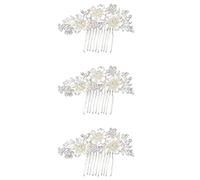 Giwnhvx 3X Peignes de Mariee de Mariage, Vintage, Epingles A Cheveux en Cristal D'Imitation, de Promo, Or, Argent, Motif de Fleurs, Accessoires pour Cheveux, Broches, Femmes