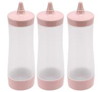 Giwnhvx 3X Squeeze Bouteille Accessoires De Cuisine Sauce En Plastique Sauce En Plastique Ketchup Ragoût Assaisonnement Distributeur Rose Transparent