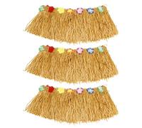 Giwnhvx 3X Table Jupe HawaïEnne Luau Fleur Herbe Jardin Fête de Mariage Plage Décor