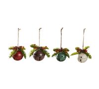 Giwnhvx 4 PCS Cloches de Noël Ornements d'arbre de Noël Traditionnels Cloches de Traîneau en Métal comme Indiqué pour Les Décorations de Vacances