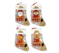 Giwnhvx 4 PCS Kit de Bas de Noël Imitant Le Père Noël Bonhomme de Neige-Cerf Ours Ornements de Noël Cadeaux Suspendus Kit D'Ornement de Noël à Suspendre