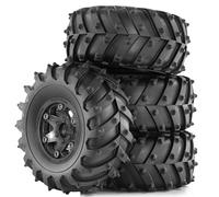 Giwnhvx 4 pièces 128 mm 1/10 - Beadlock Jante Pneu en Caoutchouc Set pour 1/10 RC Crawler Car TRX4 D90 D110 Axial SCX10 Noir