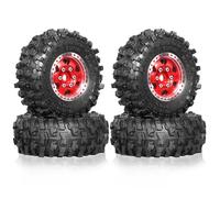 Giwnhvx 4 Pièces 51 mm 1,0 Pouces de Pneus de Roue à Billes en Métal pour Voiture sur 1/18 1/24 RC TRX4M SCX24 AX24 FCX24 Pièces de Mise à Niveau Rouge
