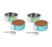 Giwnhvx 4 Pièces Bol pour Chien en Caisse, Chenil Amovible pour Animaux de Compagnie en Acier Inoxydable Suspendu ûrBol d'alimentation en Eau pour Animaux de Compagnie ûrCuillère