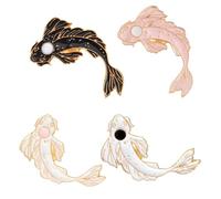 Giwnhvx 4 Pièces Broche D'Animation Chanceux Ancien Broche Poisson Chien Chat Broche Émail Broche Insigne Métallique pour Broches Unisexe De Veste Chapeau A