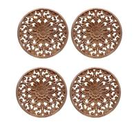 Giwnhvx 4X Appliques en Bois Rond de Sculpture de Fleurs SculptéEs pour DéCalque de Moulures en Bois Non-Peintes Meuble Armoire Figurine DéCorative