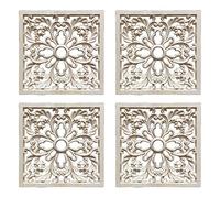 Giwnhvx 4X Caoutchouc Bois Sculpté Floral Decal Artisanat Onlay Applique Meubles DIY Décor F: 20 x 20 cm