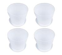 Giwnhvx 4X Planteur de Pots de Fleurs de Plante en Plastique avec Plateau Soucoupe DÉCoration de Jardin de Maison Rond Et LustrÉ, Calibre SupÉRieur Blanc -, 14cm / 5.51Pouce