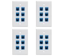 Giwnhvx 4X Plaque murale Ethernet Cat 6 6 portes, plaque murale Ethernet femelle amovible compatible avec Cat7/6/6E/5/5E