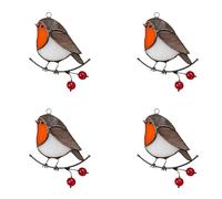 Giwnhvx 4X Suspendre des Oiseaux Multicolores sur Le Haute Taché Acrylique Panneau de FenêTre CréAtif DéCor de - Assis
