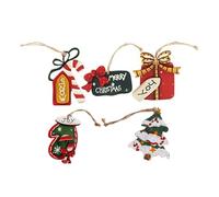Giwnhvx 5 PCS Pendentifs d'arbre de Noël en Bois Ornement d'arbre de Noël Décoration de Noël