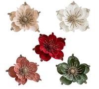 Giwnhvx 5 Pièces de Fleurs Artificielles à Paillettes pour Noël, Décoration d'arbre de Noël, de Mariage, de Maison