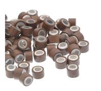 Giwnhvx 500pcs Anneaux boucle pour Extension de Cheveux en aluminium et silicone brun
