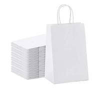Giwnhvx 50Pcs Sac en Papier Kraft Fourre-tout Shopping Sac cadeau à emporter Sac en Papier Sac fourre-tout en Corde Ronde