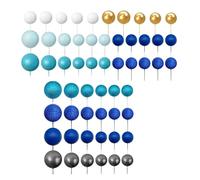 Giwnhvx 56 Pièces Boule Gâteau Picks Boule en Forme de Gâteau Topper Boules de Perles Cupcake Gâteau Insert Topper pour Fête d'anniversaire de Mariage Bleu