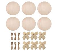Giwnhvx 6 Pcs Cercles de Bois pour L'Artisanat Inachevé Tranche de Bois Blanc Rond Cintre de Porte en Bois Signe Rond Copeaux de Bois