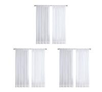 Giwnhvx 6 Pcs Super Doux Grande Main Sentiment Blanc Tulle Rideaux pour Salon Décoration Moderne Voile en Mousseline de Soie Solide Voile Transparent