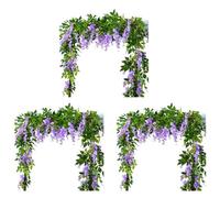 Giwnhvx 6 Pièces 7 Pieds/Pièces Vigne de Artificielle, Guirlande de Fleurs Vigne de Rotin Fleurs Suspendues pour Cérémonie en Plein Air, Violet