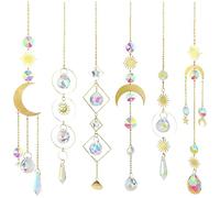 Giwnhvx 6 PièCes Cristaux Attrape-Soleil Suspendu Attrape-Soleil avec ChaîNe Pendentif Ornement Boules de Cristal pour FenêTre Maison Jardin