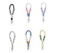 Giwnhvx 6 Pièces Dragonne de Téléphone en Macramé Boho, Lanière de Téléphone Portable avec Languette d'attache, Breloque de Bracelet Porte-Clés, Chaîne de Téléphone Anti-Perte