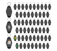 Giwnhvx 60 PCS Motel Porte-Clés Blanc Vintage Rétro Sublimation Ornement Blancs pour Vinyle DIY Bagages, Noir