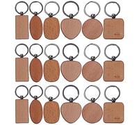 Giwnhvx 60 Pièces Porte-Clés en Bois, Bois, Blanc Porte-Clés Personnalisé en Bois Bricolage Porte-Clés Anti Perdu Bois Accessoires Cadeaux (Mixte)
