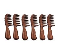 Giwnhvx 6X Peigne à Cheveux pour Démêler - Peigne en Bois à Dents Larges pour Cheveux Bouclés - Pas de Peigne en Bois de en Bois Naturel Statique