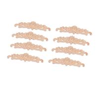 Giwnhvx 8 pcs 20 x 5 cm en Bois de Caoutchouc Sculpté Long Onlay Applique Non Peint Rose Porte Fleur Décorations