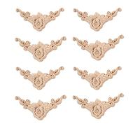 Giwnhvx 8 Pcs 8 x 8 Cm Bois Sculpté Coin Onlay Applique Porte Armoire Rose Non Peint Style EuropéEn