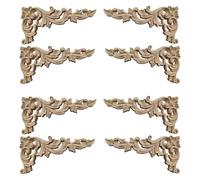 Giwnhvx 8 PièCes Bois Sculpté Coin Onlay Applique Non Peint Cadre Placard Armoire DéCalcomanie pour la DéCoration de Meubles de Maison B