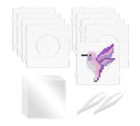 Giwnhvx 9 Pièces 5 mm Grand Carré Perles Clou Bord Perles en Plastique avec Papier à repasser, Pince à épiler Perles pour Enfants Artisanat Perles