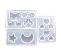 Giwnhvx 9 PièCes SéRies ÉToile Lune Chat Empreinte Amour Coeur Silicone Moule DIY RéSine Fabrication Outils