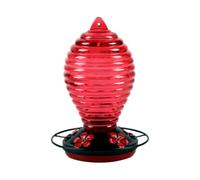 Giwnhvx Abreuvoir pour Oiseaux Rouge Mangeoire à Oiseaux en Verre Coloré avec Crochet Anti-Fourmi, Convient pour Être Suspendus En Plein Air